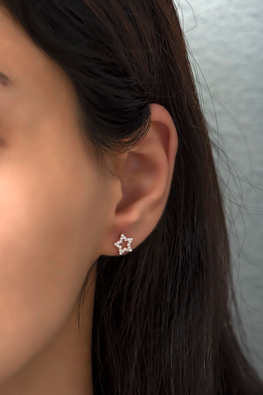 Rose Zircon Stone Star Earring