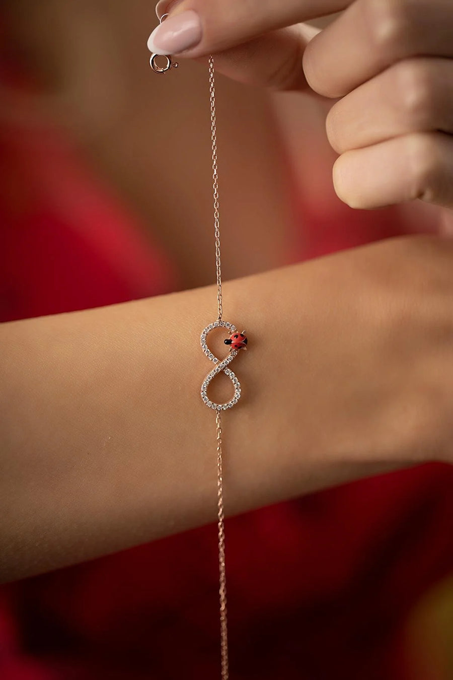 Infinity And Ladybug Italian Bracelet