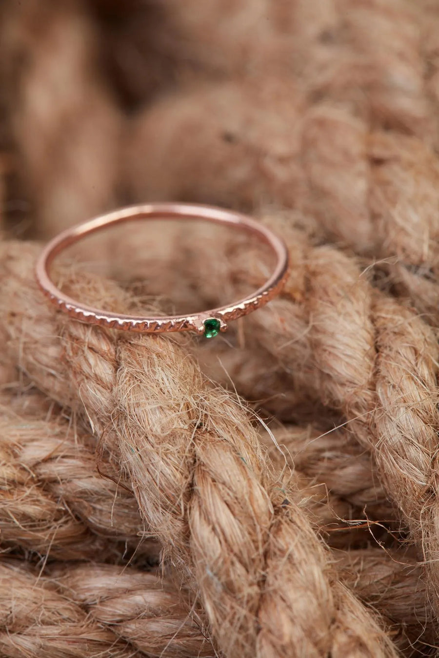 Emerald Stone Minimal Ring Rose