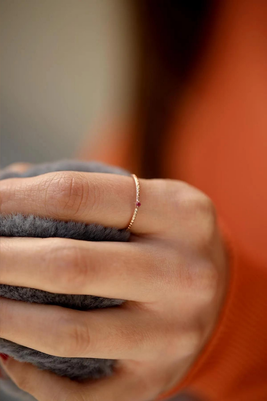 Ruby Stone Minimal Ring